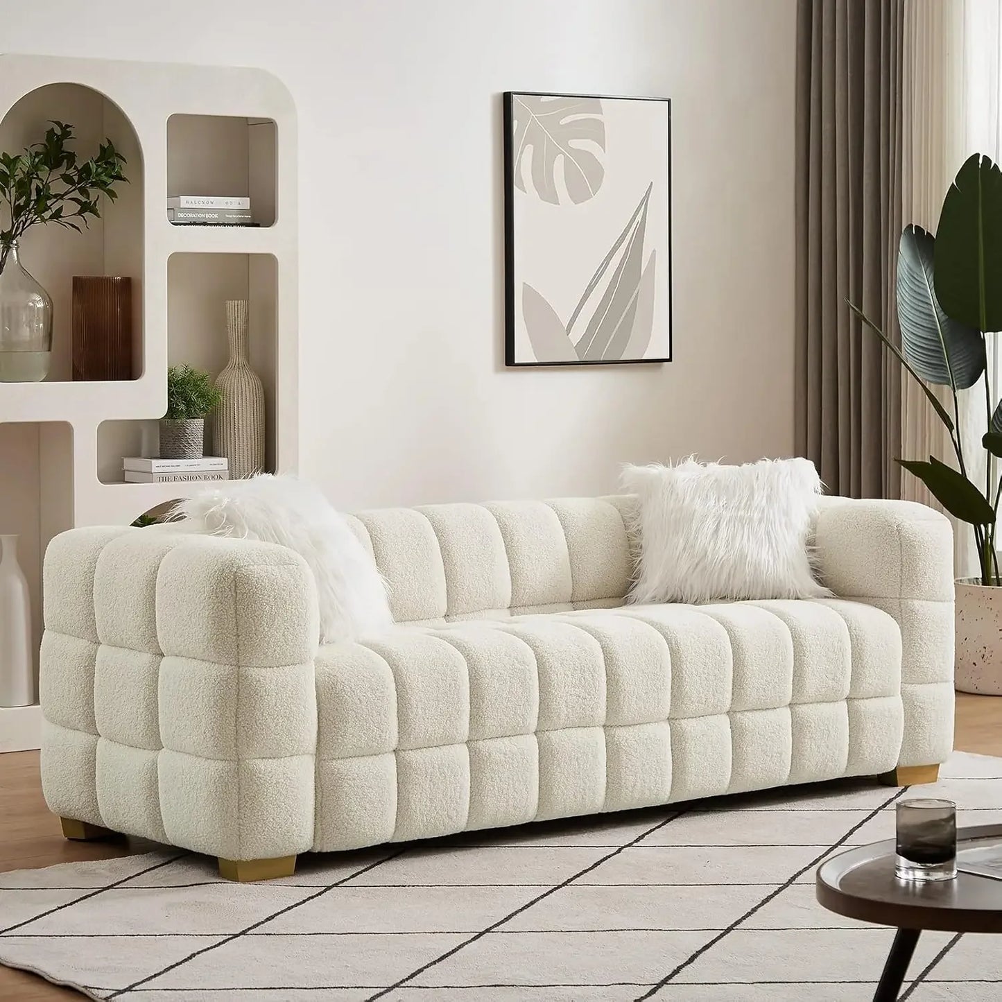 Modern and Comfortable Bouclé Fabric, Soft Cushion 3-seater Cloud Sofa