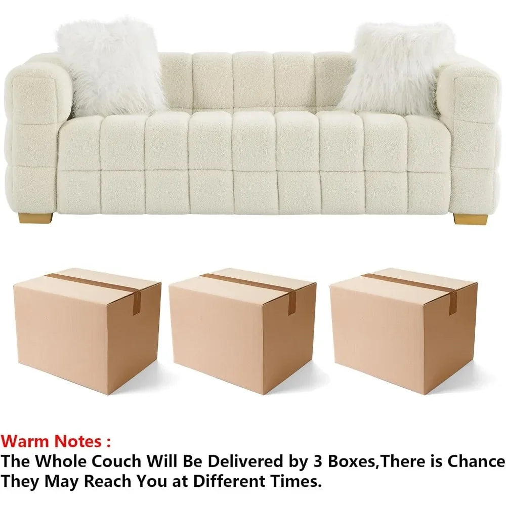 Modern and Comfortable Bouclé Fabric, Soft Cushion 3-seater Cloud Sofa