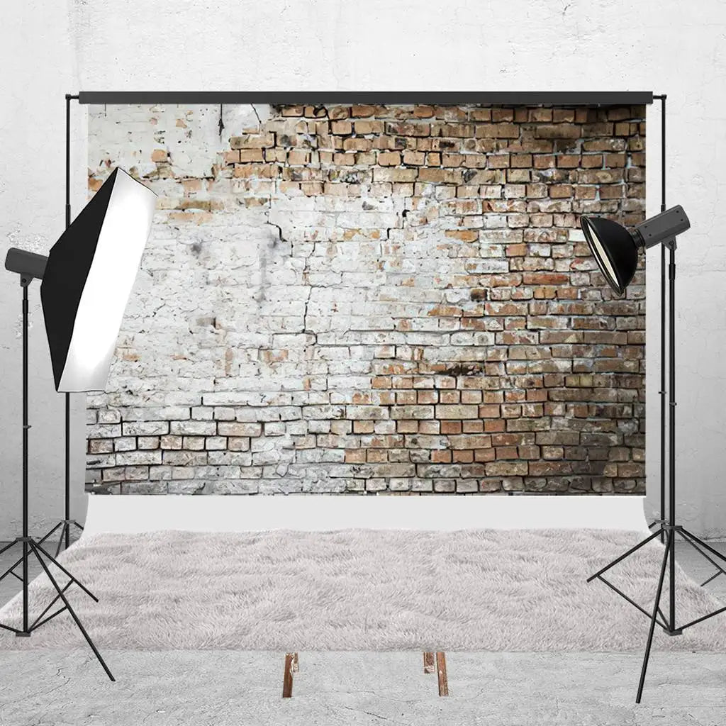 Brick Wall Party Photoshoot Backdrop Hydrated Lime White Cement Plaster Background Banner Photo Booth Studio Props