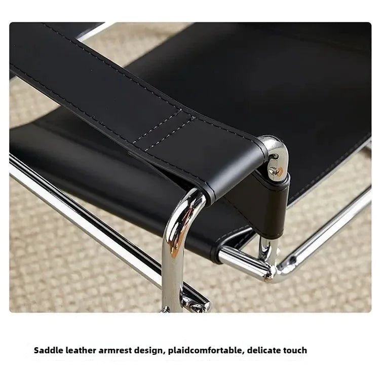 Vassili Leisure Chair Single Chair.Industrial Style Bauhaus Saddle Leather Simple Network.