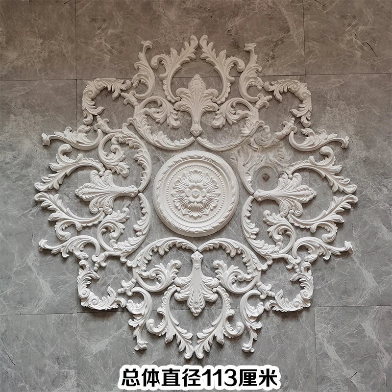 French Plaster Light-Weight Panel Parquet European Ceiling Chandelier Mount113 cm in diameter