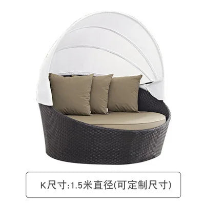 Semi-Circular Rattan Sofas, Bird's Nest Circular Beds.Rattan Woven Lounge Chairs