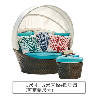 Semi-Circular Rattan Sofas, Bird's Nest Circular Beds.Rattan Woven Lounge Chairs