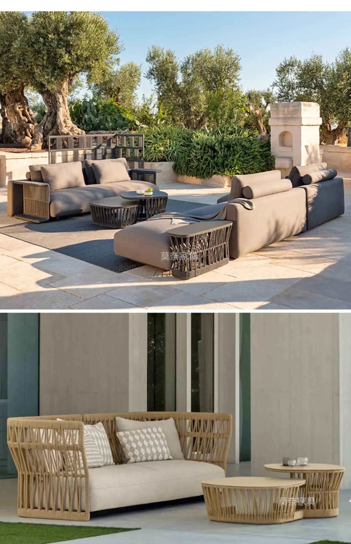 Outdoor Rattan Furniture Villa- Sun Room, Courtyard Garden Sofa Table and Chair Combination