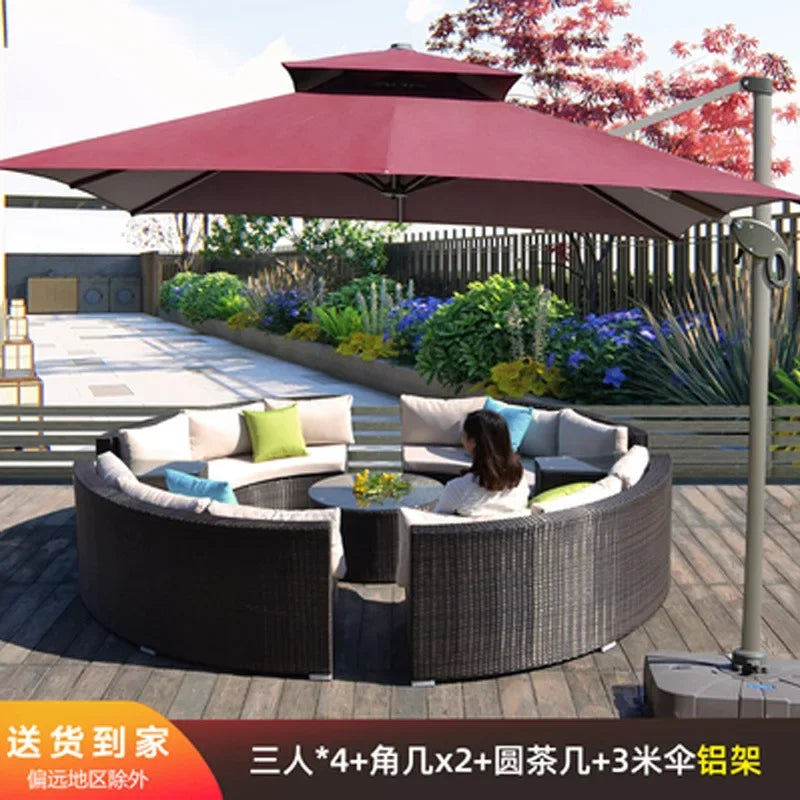 Outdoor Furniture Garden Sofa Round Combination Villa Sun Room Curved Garden Outdoor Rattan Sofa