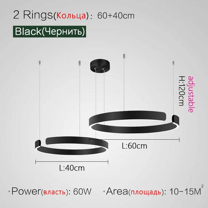 Modern C Ring Led Pendant Lamp Dimmable for Dining Living Room Center Table Bedroom Chandelier Home Decor Luxury Lusters Fixture