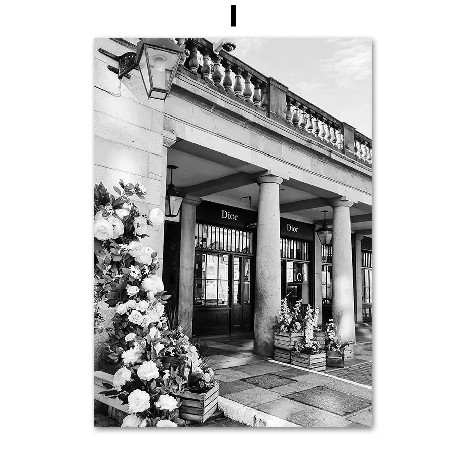 Fashion Luxury Paris Street Building, Car Wall Art Canvas, Painting Nordic Posters