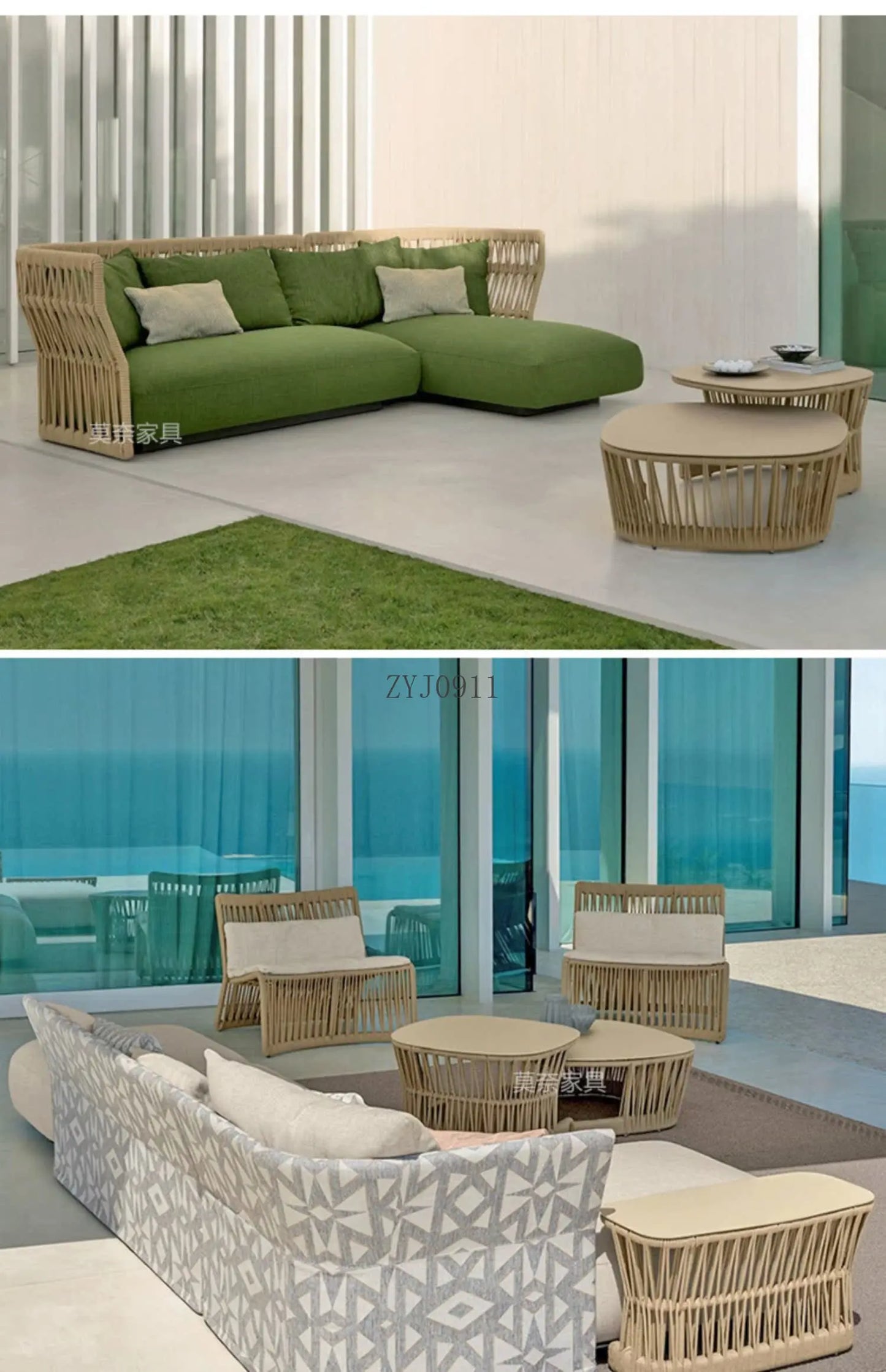 Outdoor Rattan Furniture Villa- Sun Room, Courtyard Garden Sofa Table and Chair Combination