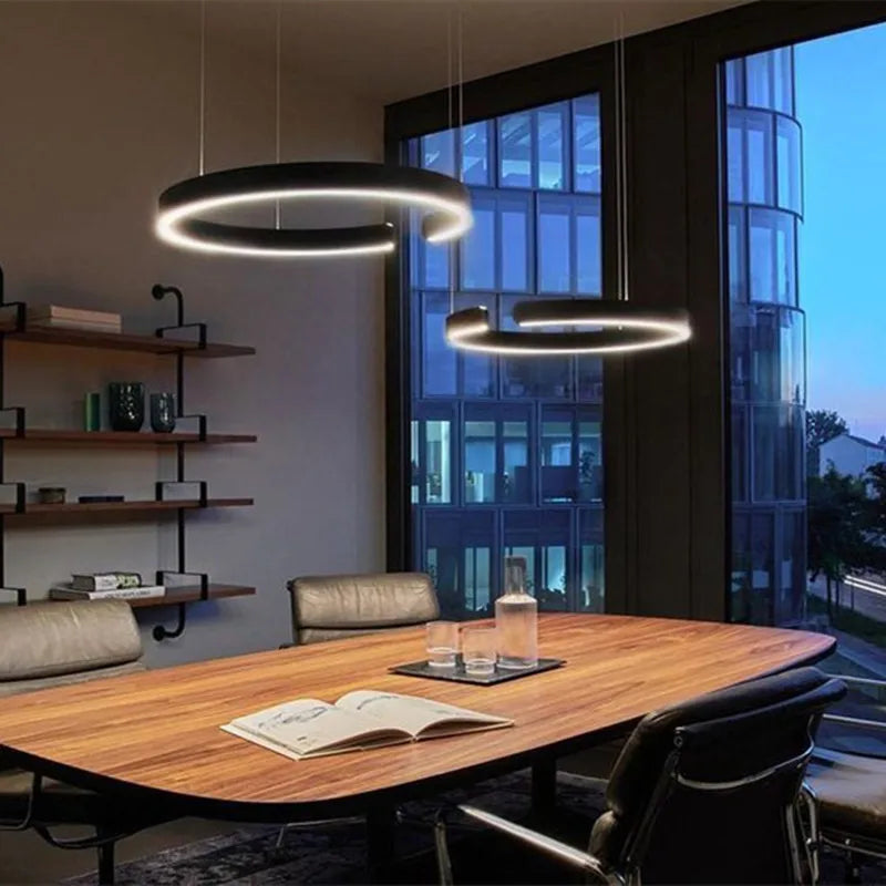 Modern C Ring Led Pendant Lamp Dimmable for Dining Living Room Center Table Bedroom Chandelier Home Decor Luxury Lusters Fixture