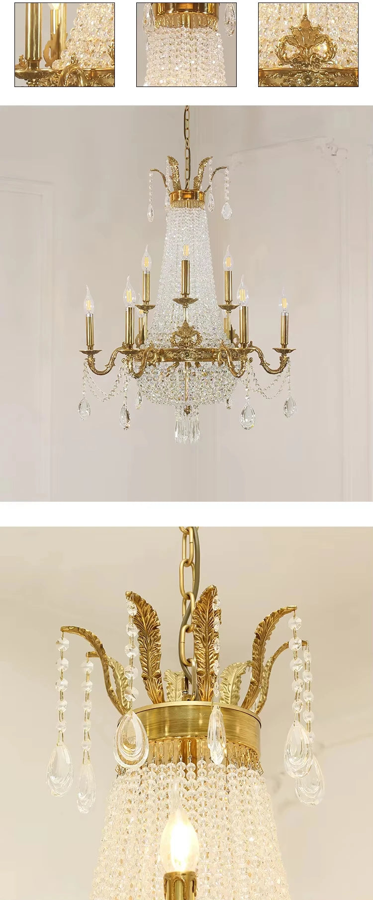 French Foyer Hanging Luxury Crystal Chandelier.