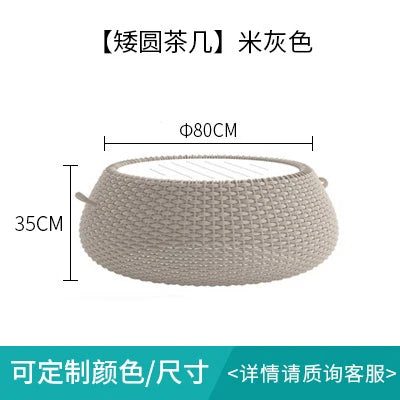 Outdoor Sofa Courtyard Villa Living Room. Waterproof Rope Design. Rattan Combination Furniture. Solid Wood Coffee Table.