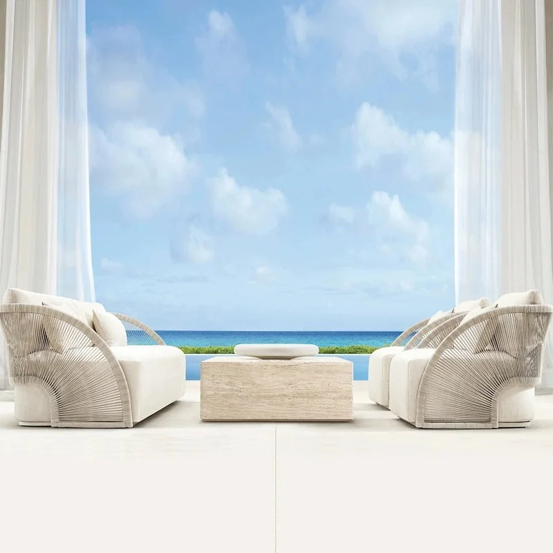 Outdoor rattan sofa leisure balcony three-piece garden creative hotel courtyard villa room open-air outdoor furniture