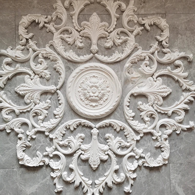 French Plaster Light-Weight Panel Parquet European Ceiling Chandelier Mount113 cm in diameter