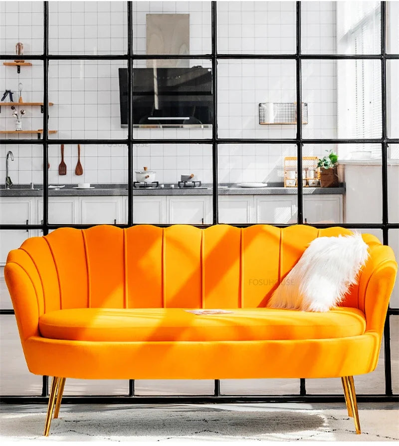 European Leisure Velvet Living Room Sofas Designer Balcony Lazy Single Sofa Double Sofa Bedroom Armchair Living Room Furniture