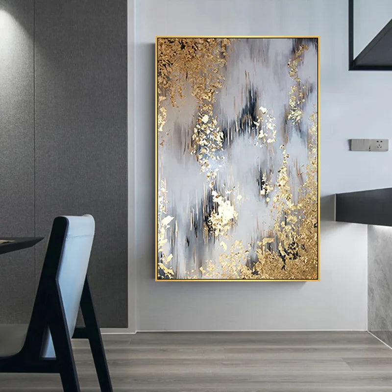 Modern Hand-painted Oil Painting Handmade Abstract Thick Texture Wall Art Decorative Vertical Hanging Painting For Home Decor