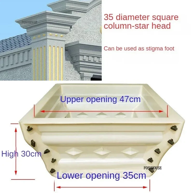 European Column Square Pier Column Head and Foot Mold for European Style Villa Gate Cast-in-place Cement Column Molds