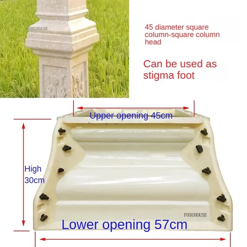 European Column Square Pier Column Head and Foot Mold for European Style Villa Gate Cast-in-place Cement Column Molds