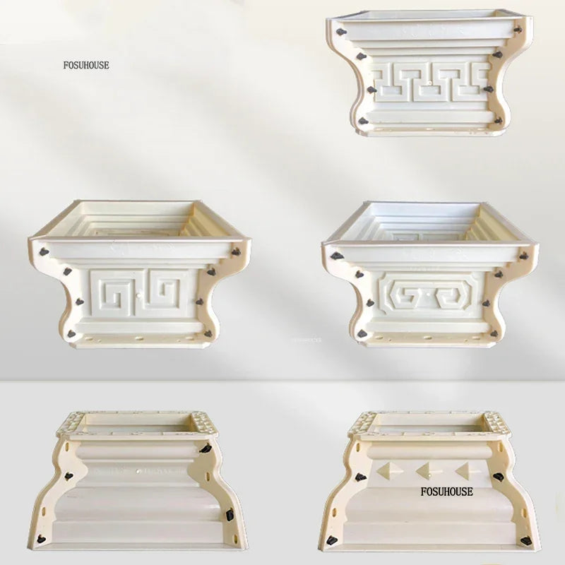 European Column Square Pier Column Head and Foot Mold for European Style Villa Gate Cast-in-place Cement Column Molds