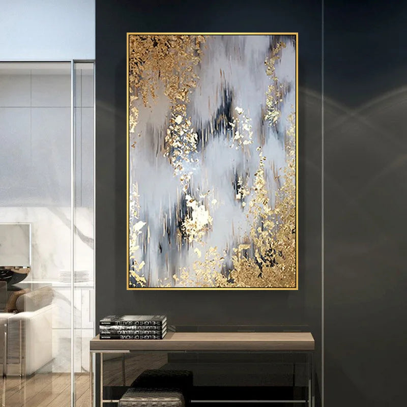 Modern Hand-painted Oil Painting Handmade Abstract Thick Texture Wall Art Decorative Vertical Hanging Painting For Home Decor