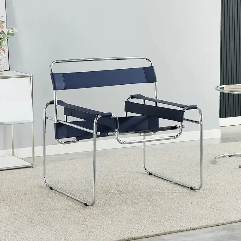 Vassili Leisure Chair Single Chair.Industrial Style Bauhaus Saddle Leather Simple Network.
