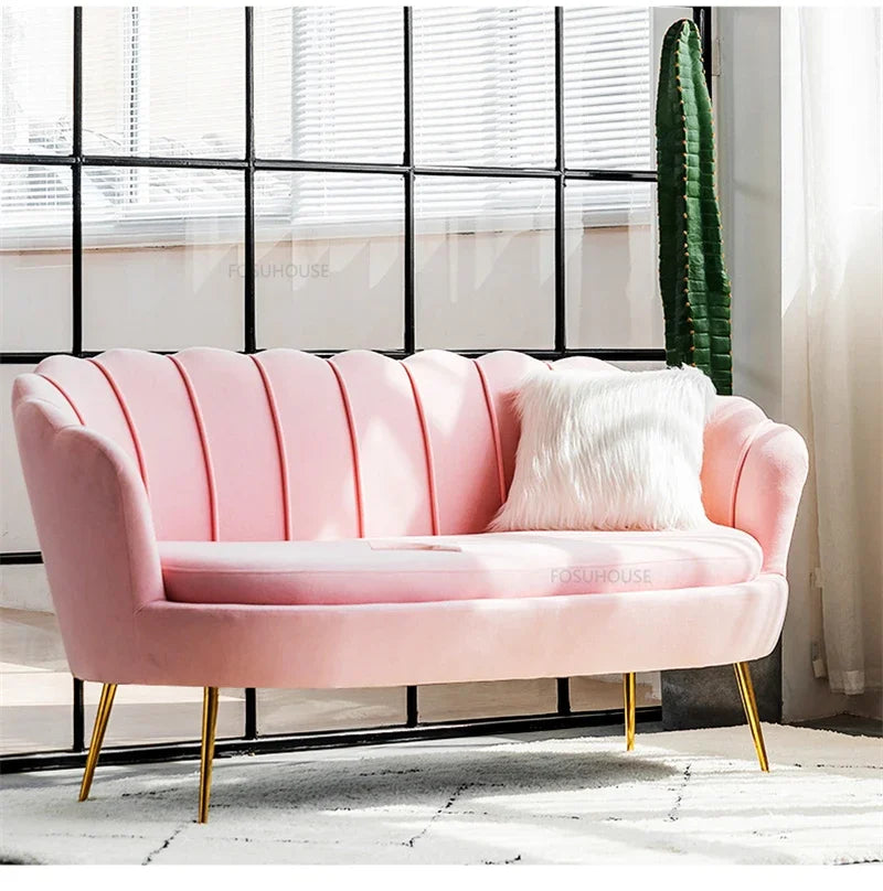 European Leisure Velvet Living Room Sofas Designer Balcony Lazy Single Sofa Double Sofa Bedroom Armchair Living Room Furniture