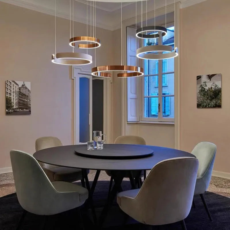 Modern C Ring Led Pendant Lamp Dimmable for Dining Living Room Center Table Bedroom Chandelier Home Decor Luxury Lusters Fixture