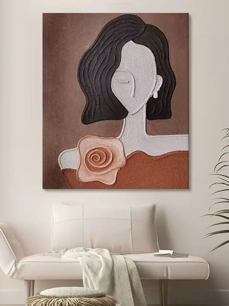 Retro Figure Texture Painting, 100% Hand-Painted Canvas Oil Painting