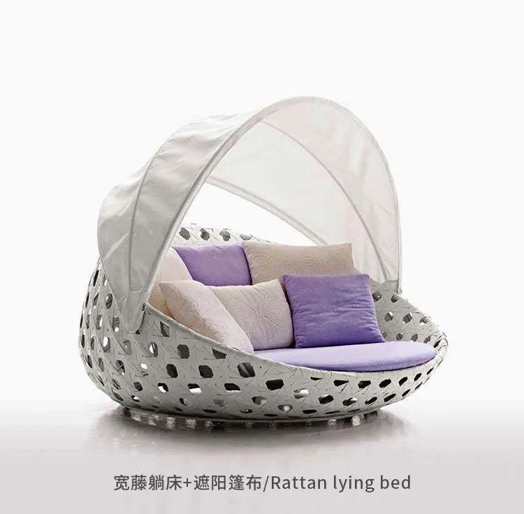 Semi-Circular Rattan Sofas, Bird's Nest Circular Beds.Rattan Woven Lounge Chairs