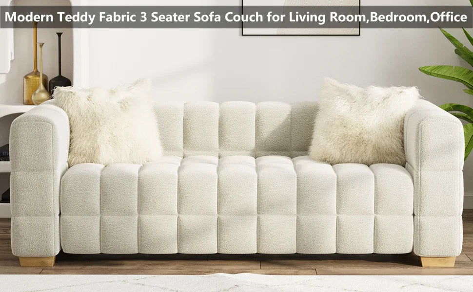 Modern and Comfortable Bouclé Fabric, Soft Cushion 3-seater Cloud Sofa