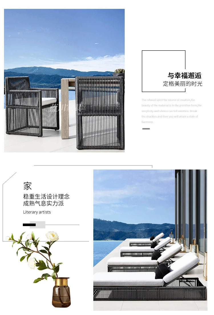 Outdoor Rattan sofa-Courtyard, Terrace Leisure rattan Villa, Hotel Garden Furniture Combination