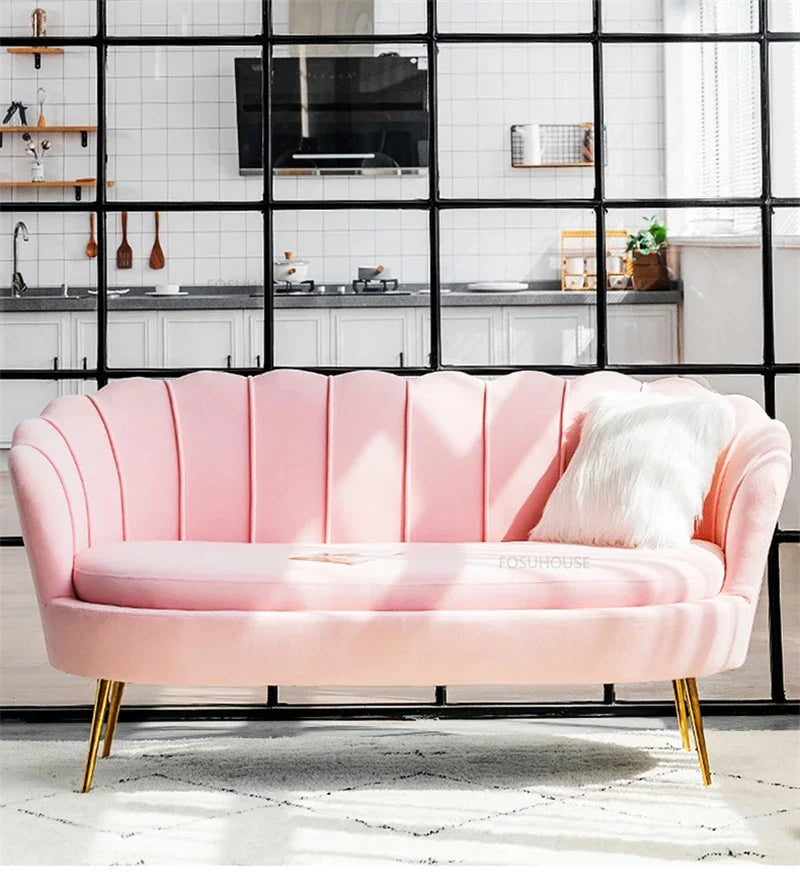 European Leisure Velvet Living Room Sofas Designer Balcony Lazy Single Sofa Double Sofa Bedroom Armchair Living Room Furniture