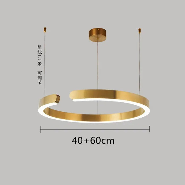 Modern C Ring Led Pendant Lamp Dimmable for Dining Living Room Center Table Bedroom Chandelier Home Decor Luxury Lusters Fixture