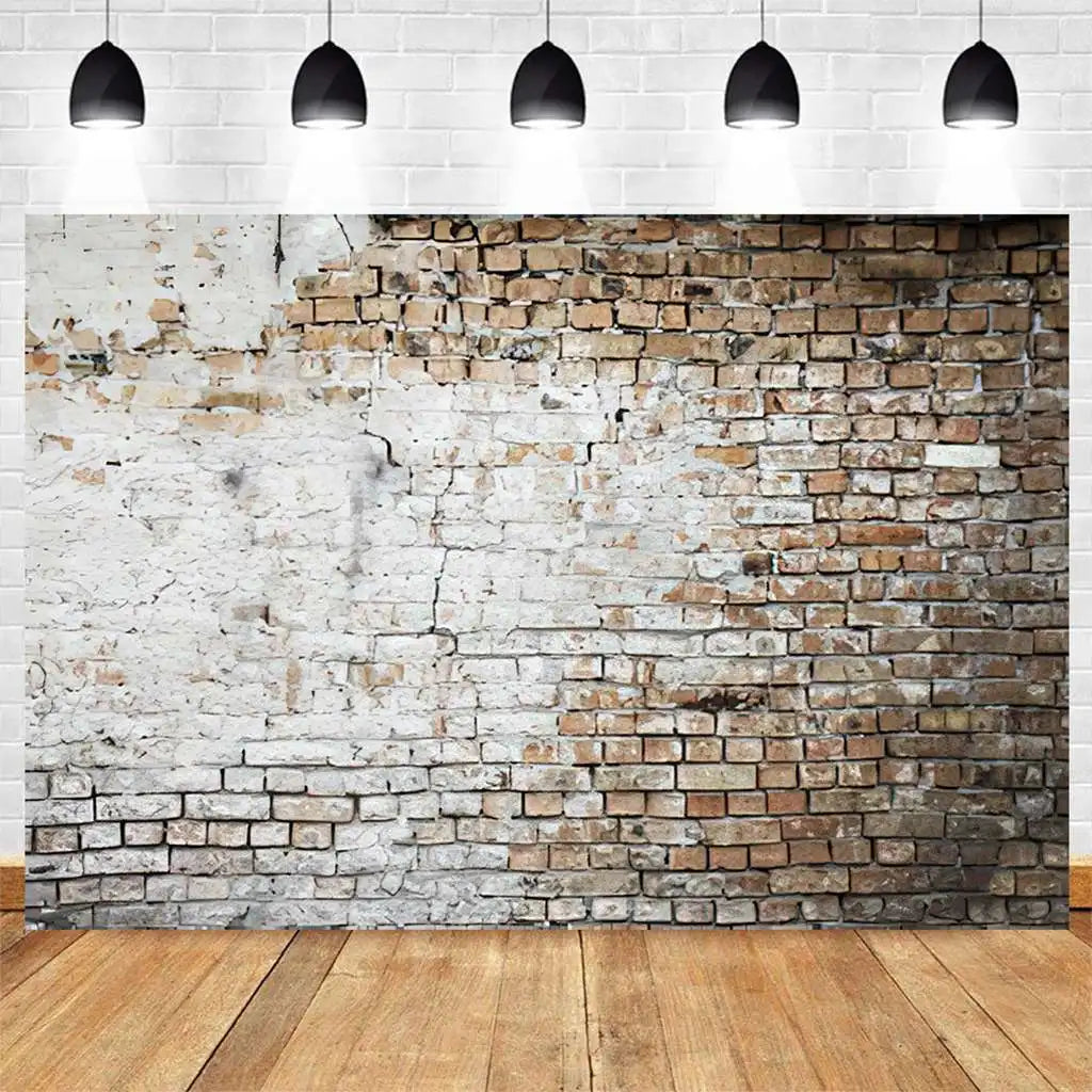 Brick Wall Party Photoshoot Backdrop Hydrated Lime White Cement Plaster Background Banner Photo Booth Studio Props