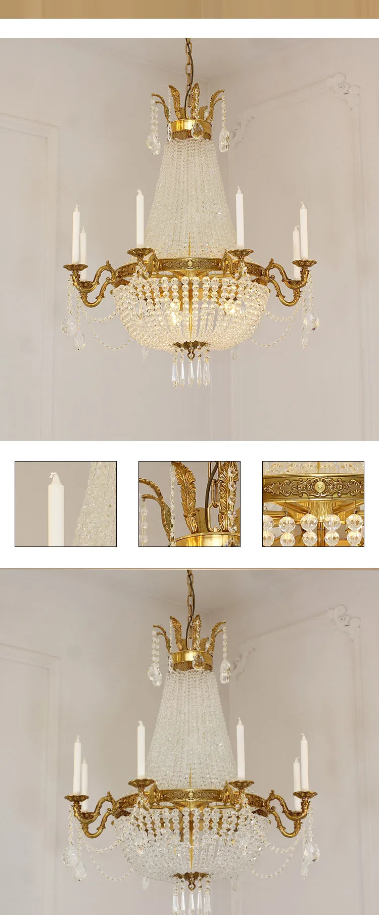 French Foyer Hanging Luxury Crystal Chandelier.