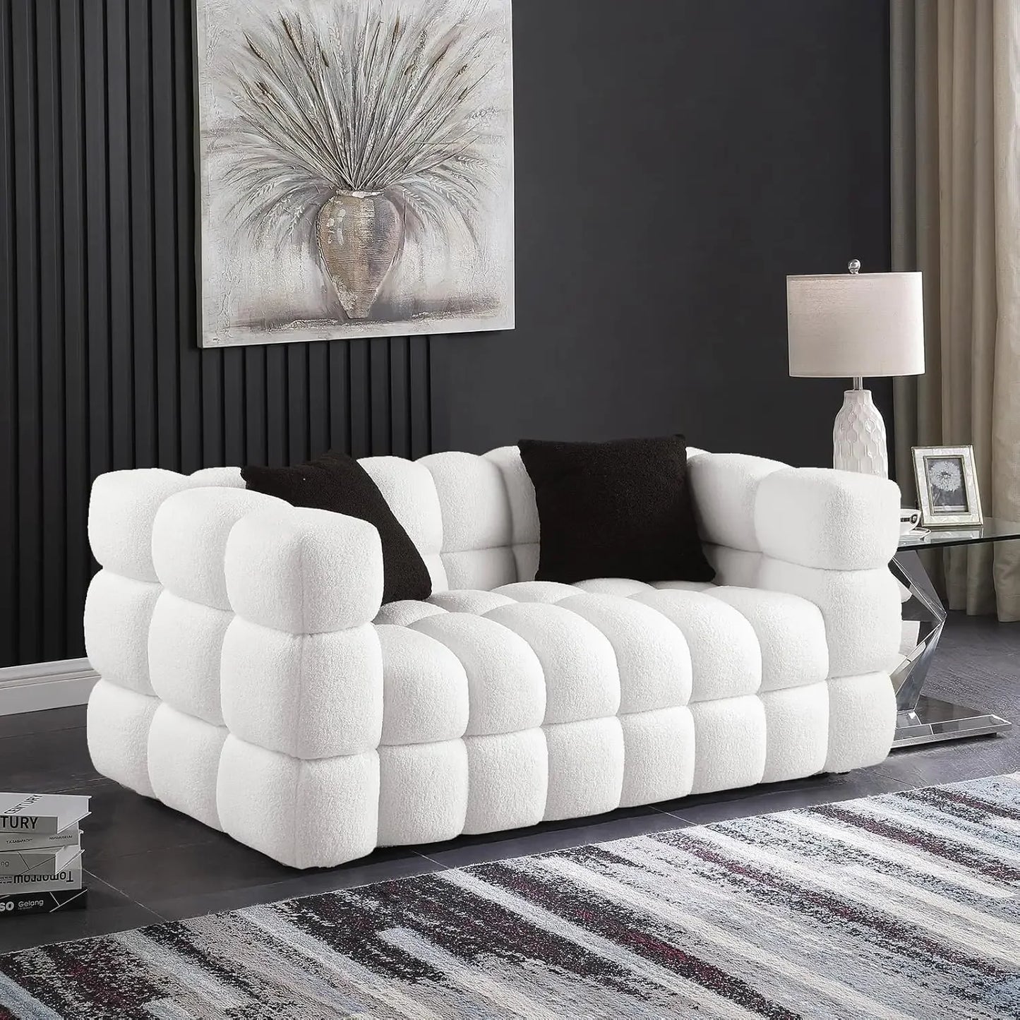 Modern and Comfortable Bouclé Fabric, Soft Cushion 3-seater Cloud Sofa