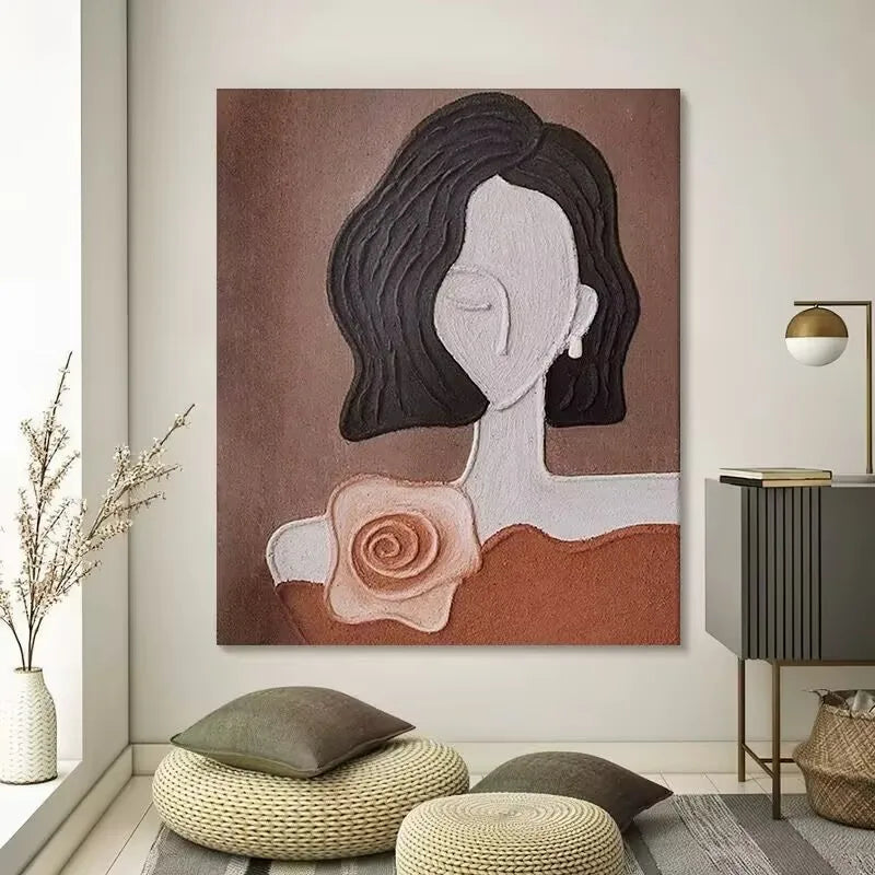 Retro Figure Texture Painting, 100% Hand-Painted Canvas Oil Painting