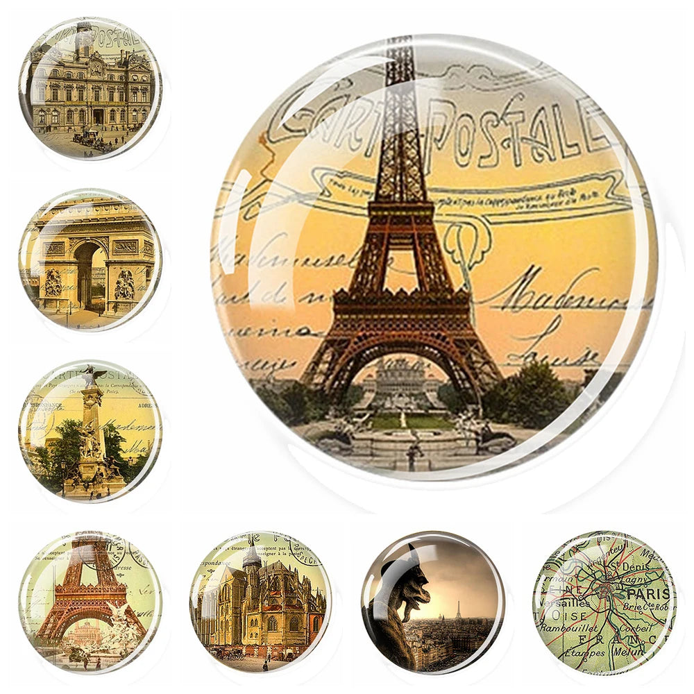France Paris Buildings Fridge Magnet Eiffel Tower Triumphal Arch Travel Souvenirs Glass Refrigerator Magnets Stickers Home Decor