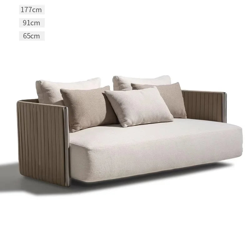 Outdoor Rattan Sofa. Villa Garden Rattan Chair, Terrace balcony. Aluminum Alloy, Waterproof Sunscreen Coffee Table.