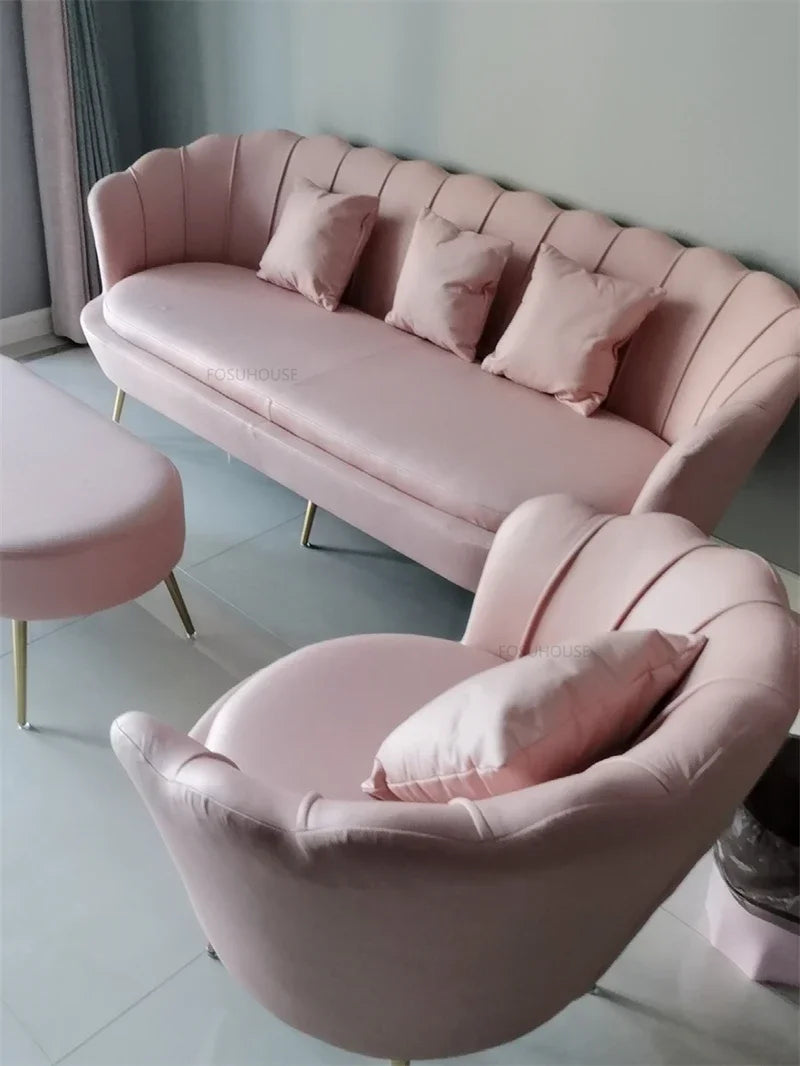 European Leisure Velvet Living Room Sofas Designer Balcony Lazy Single Sofa Double Sofa Bedroom Armchair Living Room Furniture