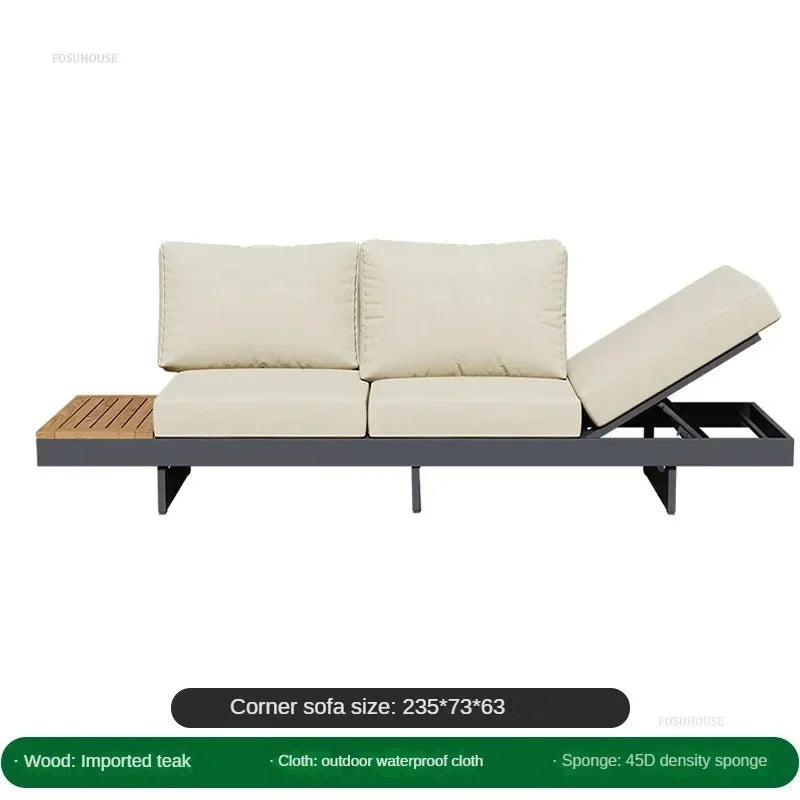 Metal Corner Sofa for Garden. Antiseptic Teak Outdoor Furniture. Light Luxury Comfortable Household Garden Sofa for Terrace