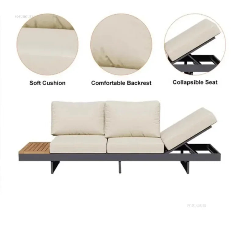 Metal Corner Sofa for Garden. Antiseptic Teak Outdoor Furniture. Light Luxury Comfortable Household Garden Sofa for Terrace