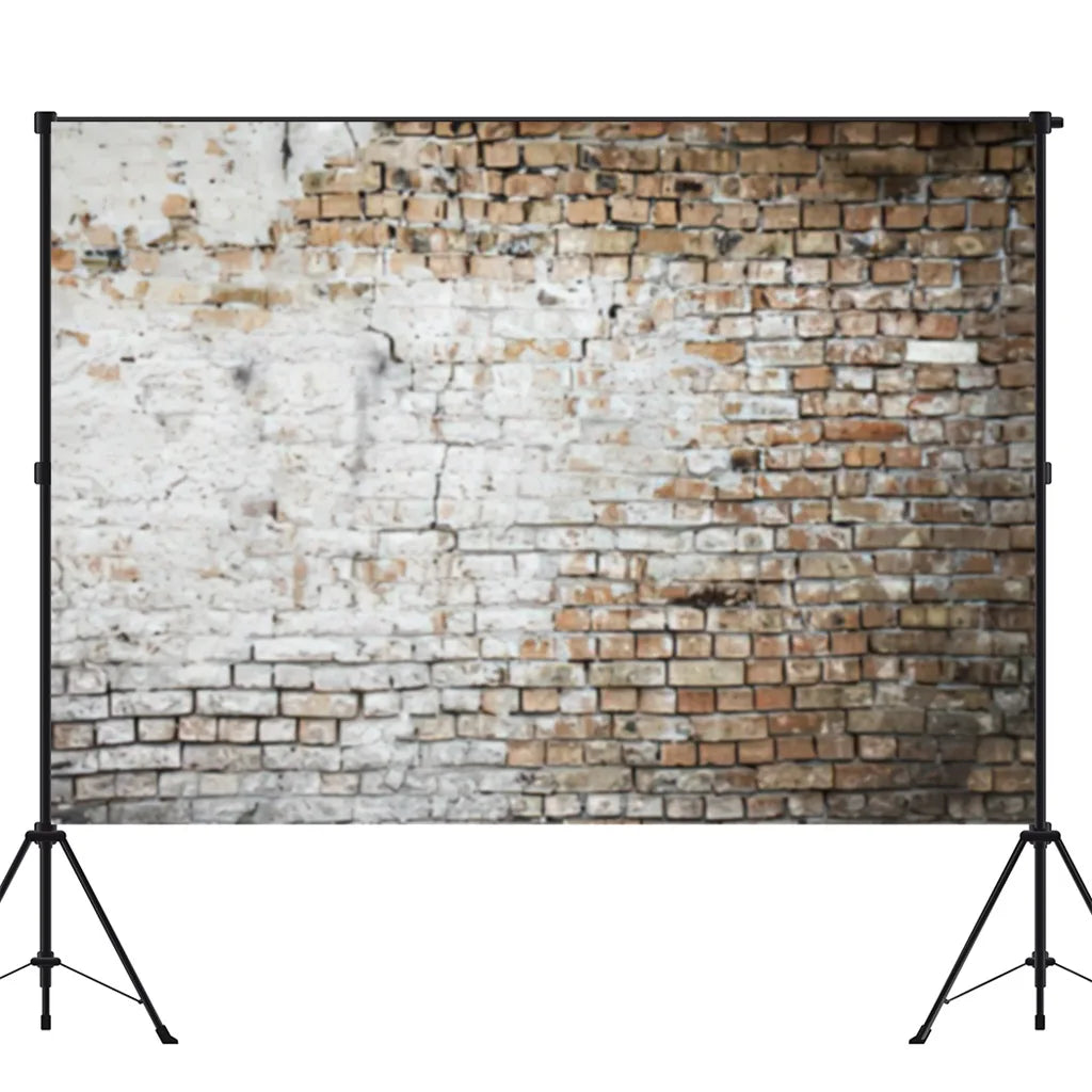 Brick Wall Party Photoshoot Backdrop Hydrated Lime White Cement Plaster Background Banner Photo Booth Studio Props