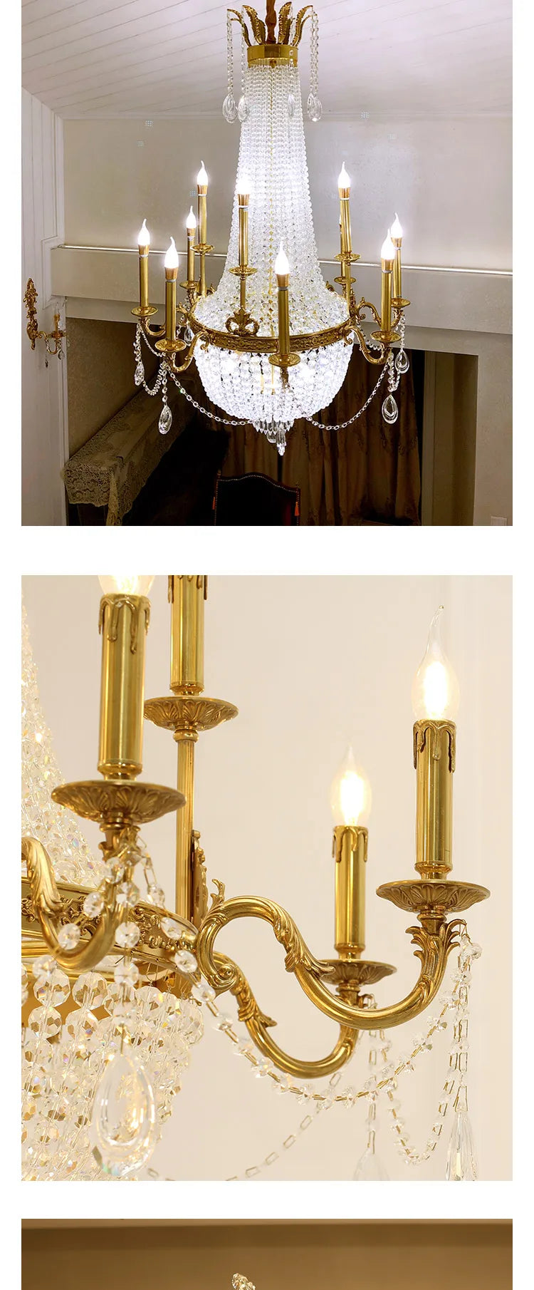 French Foyer Hanging Luxury Crystal Chandelier.