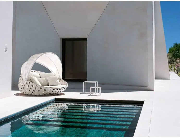 Semi-Circular Rattan Sofas, Bird's Nest Circular Beds.Rattan Woven Lounge Chairs