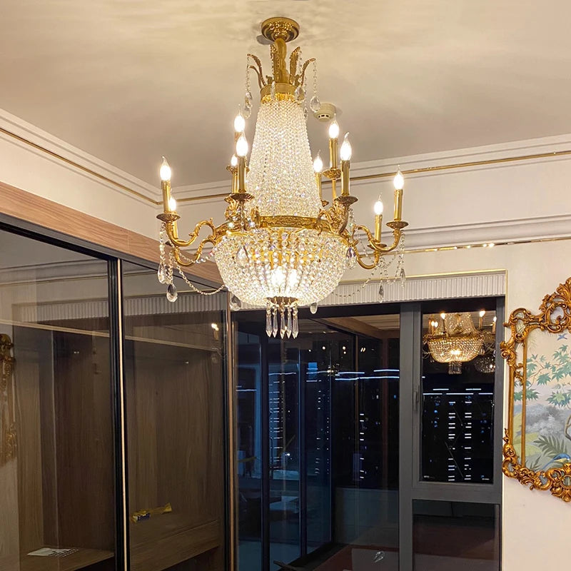 French Foyer Hanging Luxury Crystal Chandelier.