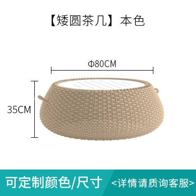 Outdoor Sofa Courtyard Villa Living Room. Waterproof Rope Design. Rattan Combination Furniture. Solid Wood Coffee Table.