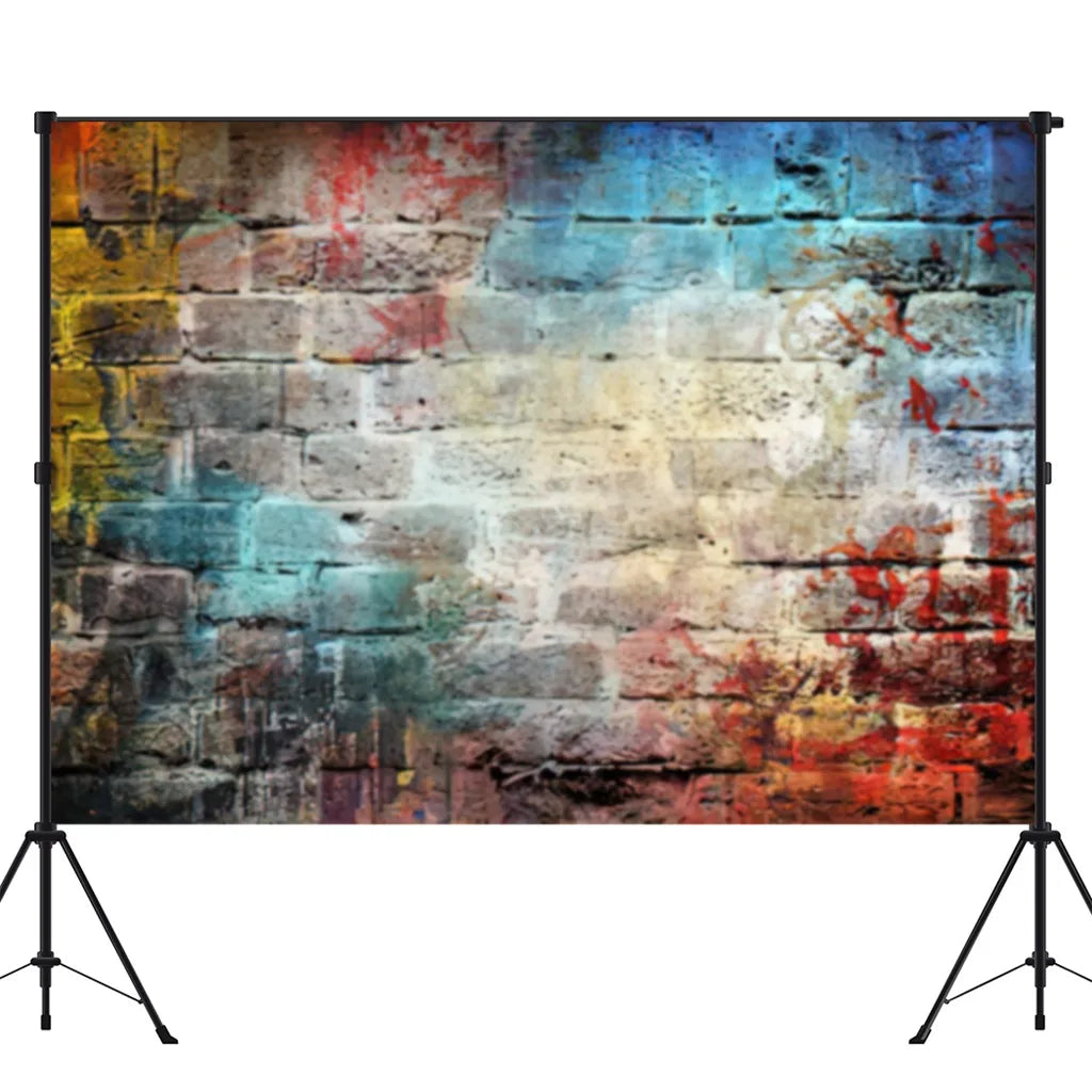 Brick Wall Party Photoshoot Backdrop Hydrated Lime White Cement Plaster Background Banner Photo Booth Studio Props