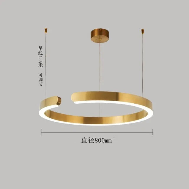 Modern C Ring Led Pendant Lamp Dimmable for Dining Living Room Center Table Bedroom Chandelier Home Decor Luxury Lusters Fixture
