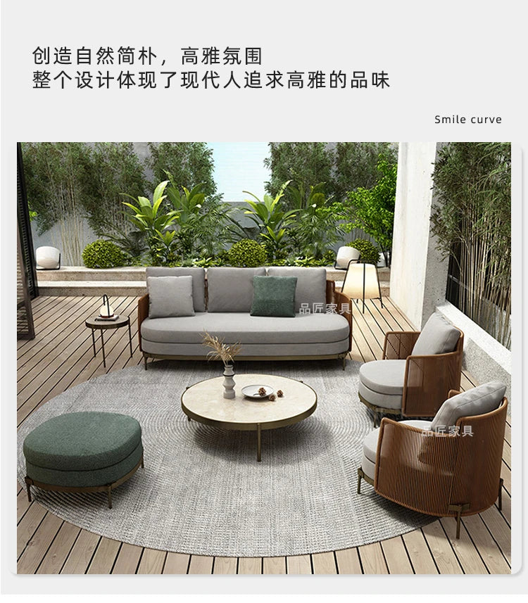 Outdoor rattan sofa waterproof sunscreen courtyard terrace garden furniture