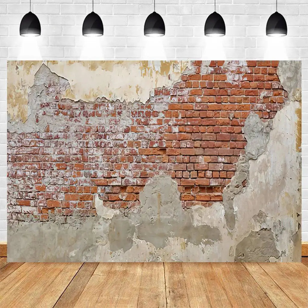 Brick Wall Party Photoshoot Backdrop Hydrated Lime White Cement Plaster Background Banner Photo Booth Studio Props